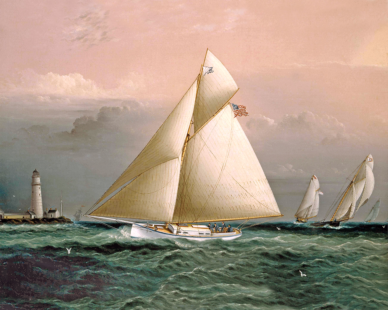 Nautical Nautical Chiquita Racing Off Boston Lighthouse  ...