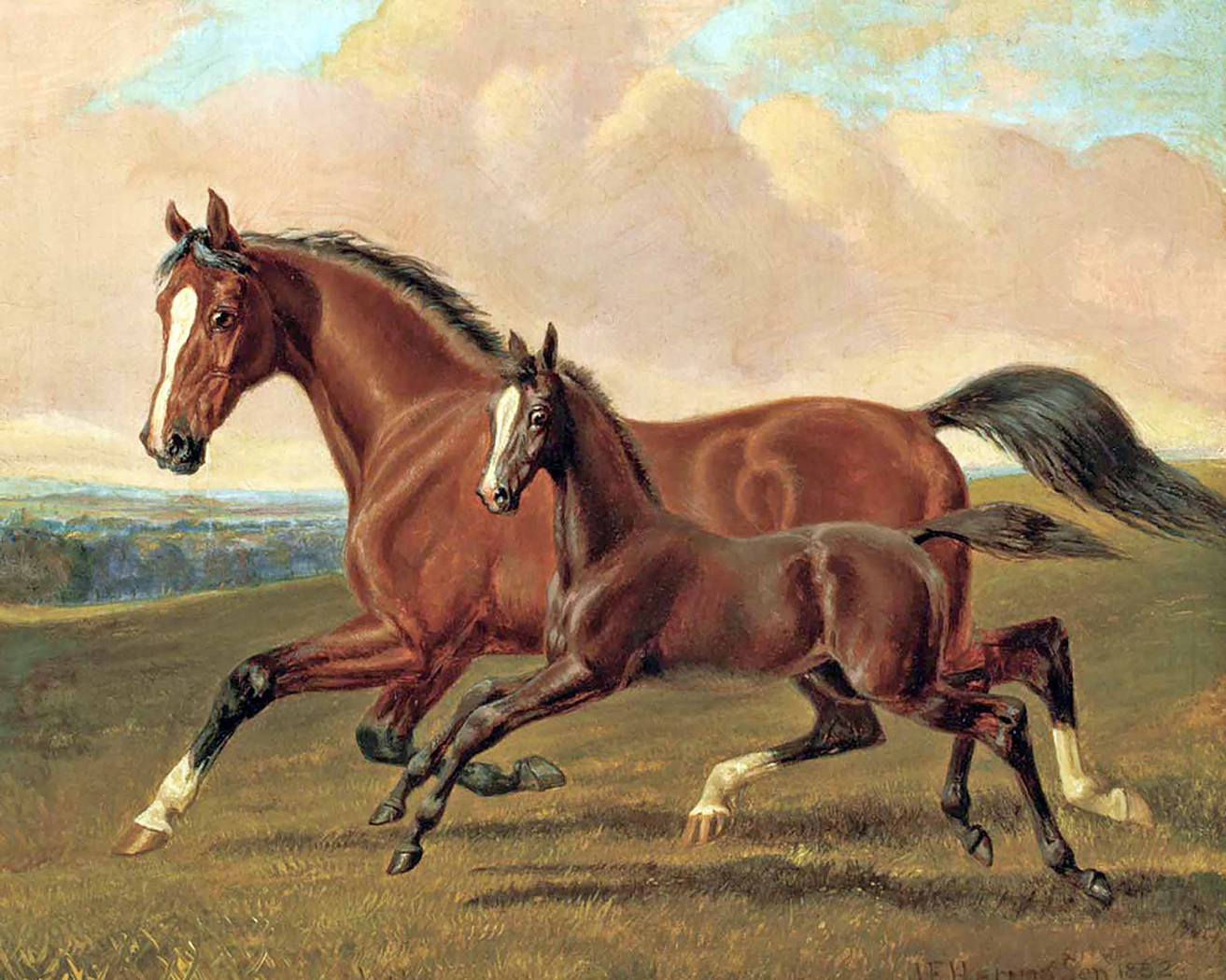 Equestrian/Fox Equestrian Elder Mare and Foal by John Herring Fr ...