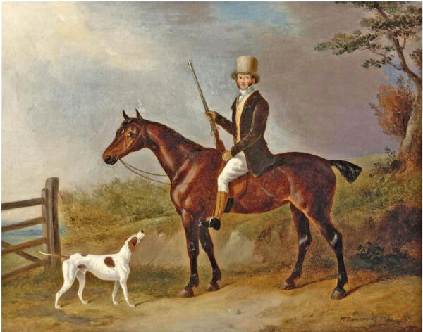 Equestrian/Fox Equestrian A Gentleman with His Hunter and Pointer by William Barber Oil Painting Print on Canvas
