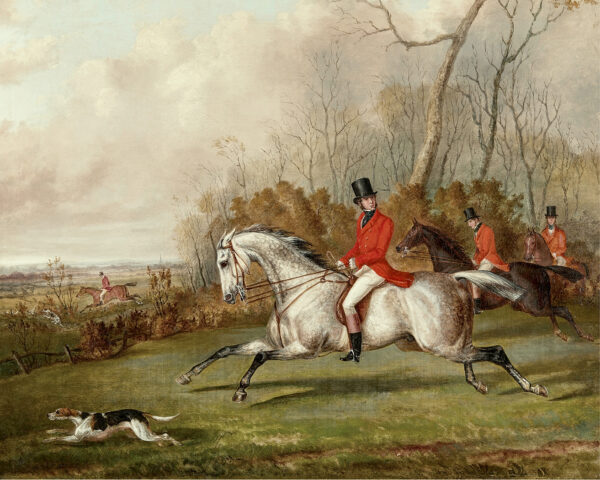 Equestrian/Fox Equestrian Talley Ho Fox Hunt Oil Painting Print on Canvas