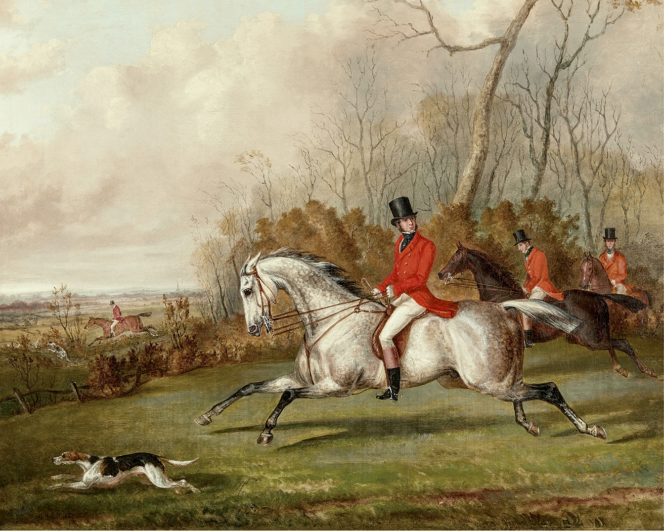 Equestrian/Fox Equestrian Talley Ho Fox Hunt Oil Painting Print  ...