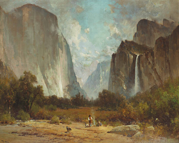 Cabin/Lodge Landscape Yosemite Valley Landscape by Thomas Hill Oil Painting Print Reproduction on Canvas