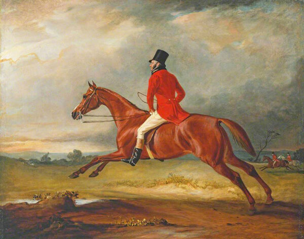 Equestrian/Fox Equestrian Major Healey Wearing Raby Hunt Uniform Framed Oil Painting Print on Canvas