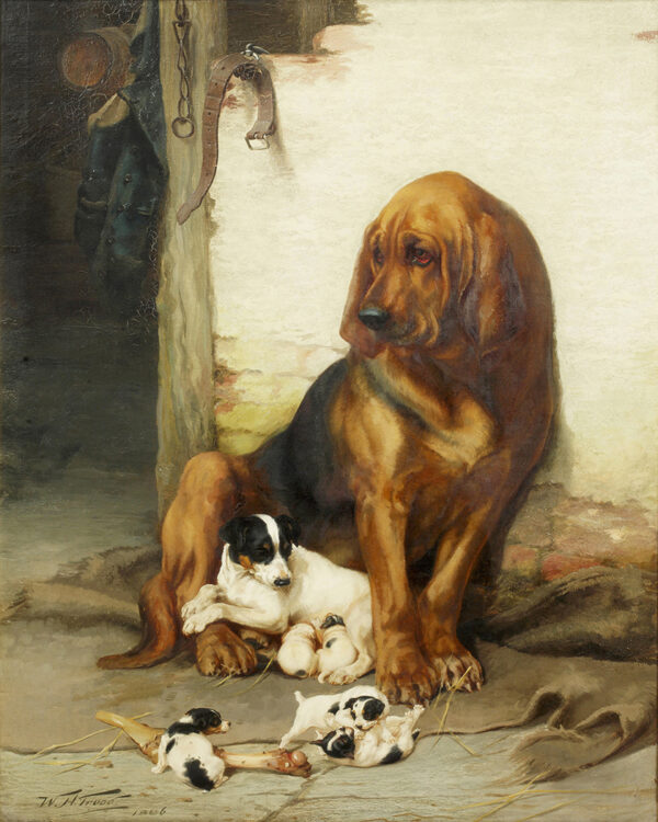 Dogs/Cats Dogs The Guardian by William Henry Hamilton Trood Oil Painting Print on Canvas