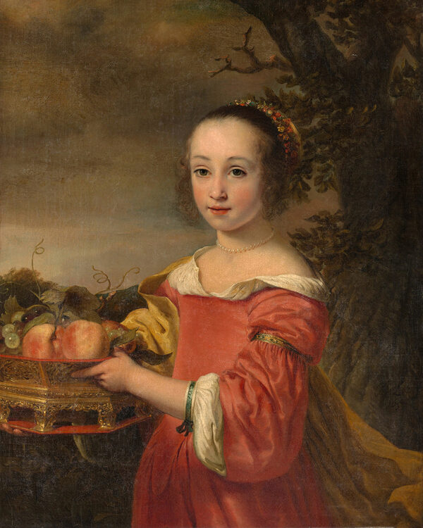 Painting Prints on Canvas Oil painting print Petronella Elias with a Basket of Fruit by Ferdinand Bol Framed Oil Painting Print on Canvas