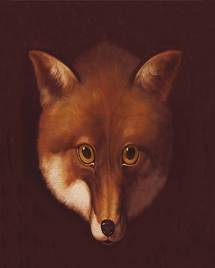 Cabin/Lodge Animals Sly Fox Head Framed Oil Painting Print ...