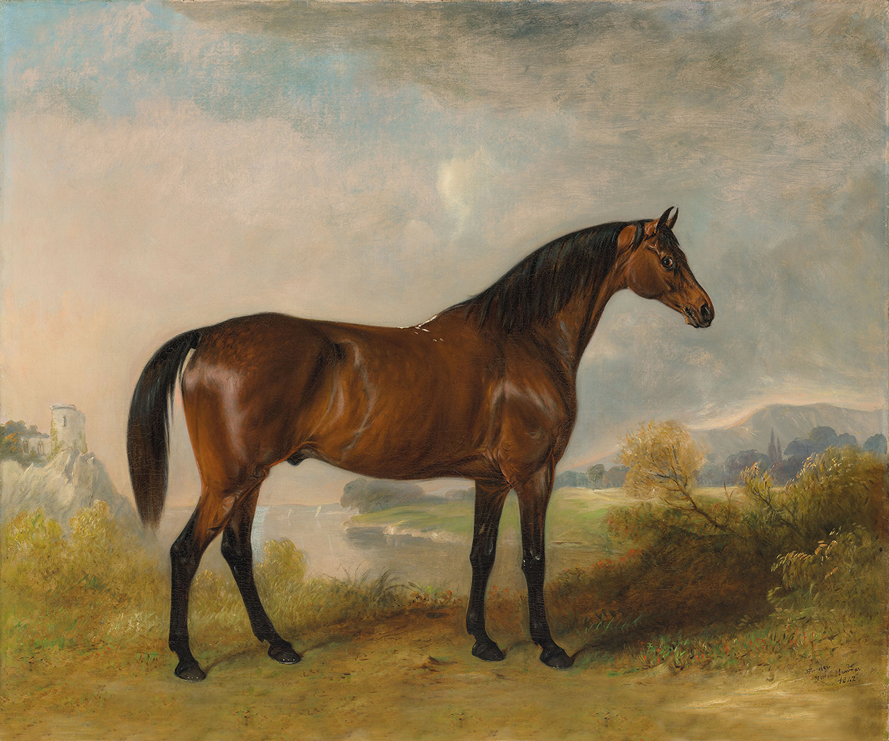 Equestrian/Fox Equestrian A Bay Hunter Framed Oil Painting Print ...