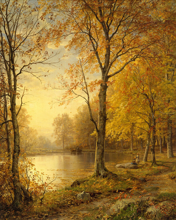 Landscape Landscape Indian Summer Autumn Landscape Framed Oil Painting Print on Canvas