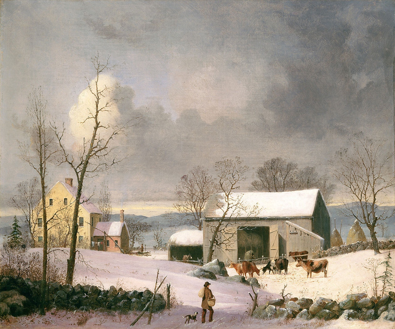 Farm/Pastoral Farm Winter in the Country Framed Oil Paint ...