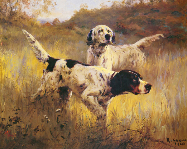 Dogs/Cats Animals English Setters Oil Painting Print on Canvas