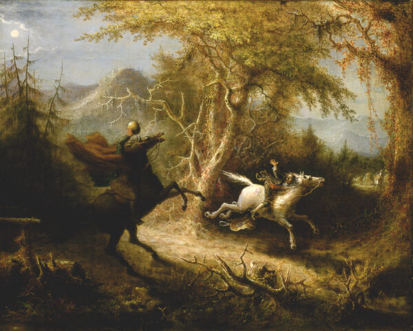 Equestrian/Fox Early American Headless Horseman Pursuing Ichabod Crane Oil Painting Print on Canvas