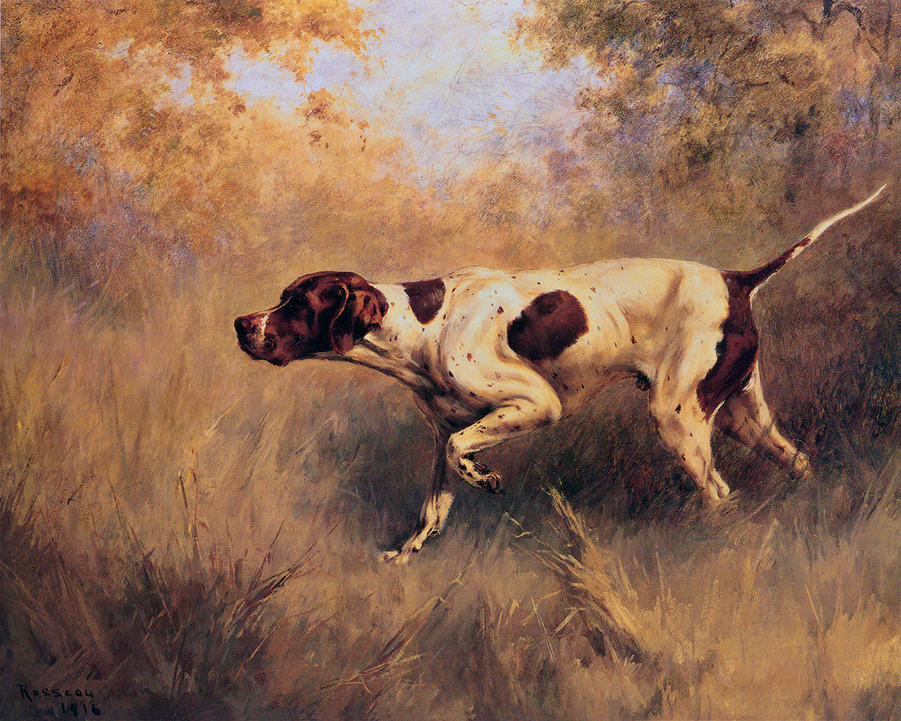 Cabin/Lodge Animals On Point English Pointer Oil Painting  ...