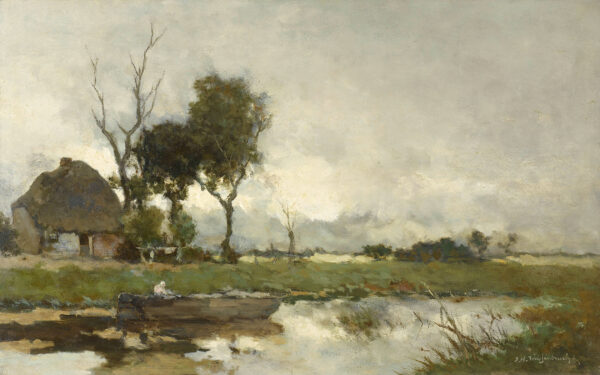 Landscape Landscape Dutch Landscape with Cottage Oil Painting Print on Canvas