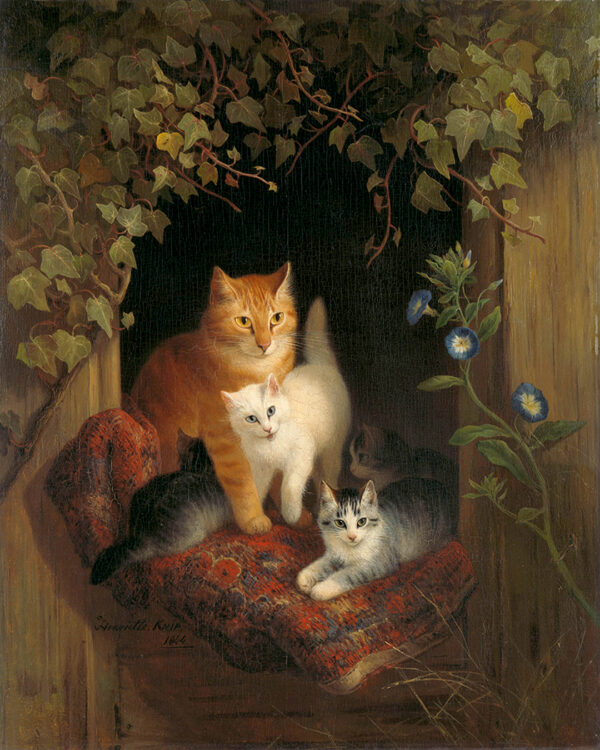 Dogs/Cats Cats Cat with Kittens Oil Painting Print on Canvas