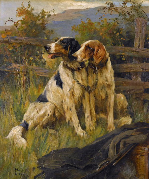 Dogs/Cats Dogs Gun Dogs by Arthur Wardle Framed Oil Painting Print on Canvas