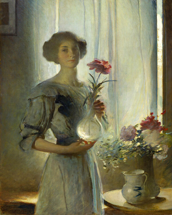 Painting Prints on Canvas Victorian June, Woman with Flowers, Oil Painting Print on Canvas