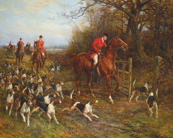 Equestrian/Fox Equestrian Heading for Cover Fox Hunting Framed Oil Painting Print on Canvas