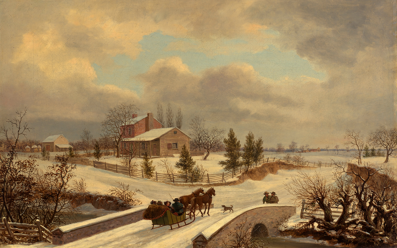Landscape Landscape Winter Landscape Scene Framed Oil Painting Print on Canvas