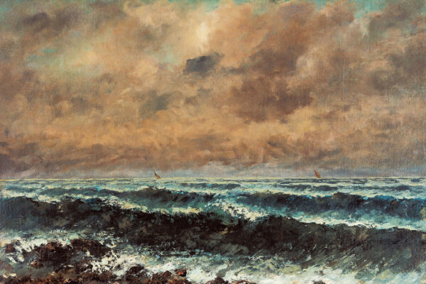 Nautical Moody Autumn Seascape Framed Oil Painting Print on Canvas