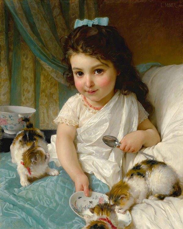 Dogs/Cats Cats Young Girl with Kittens