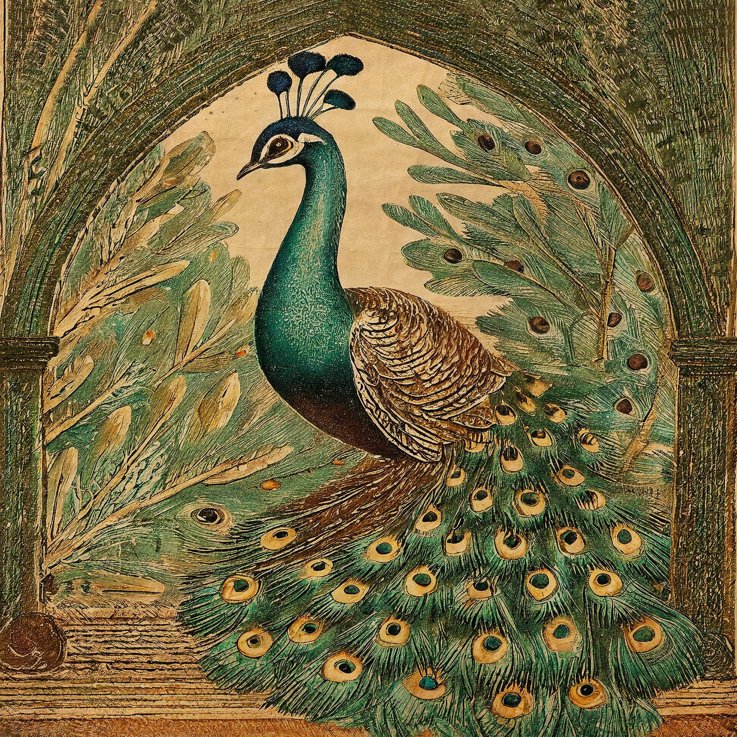 Easter Botanical/Zoological Vintage Style Peacock Decorative Tray  ...