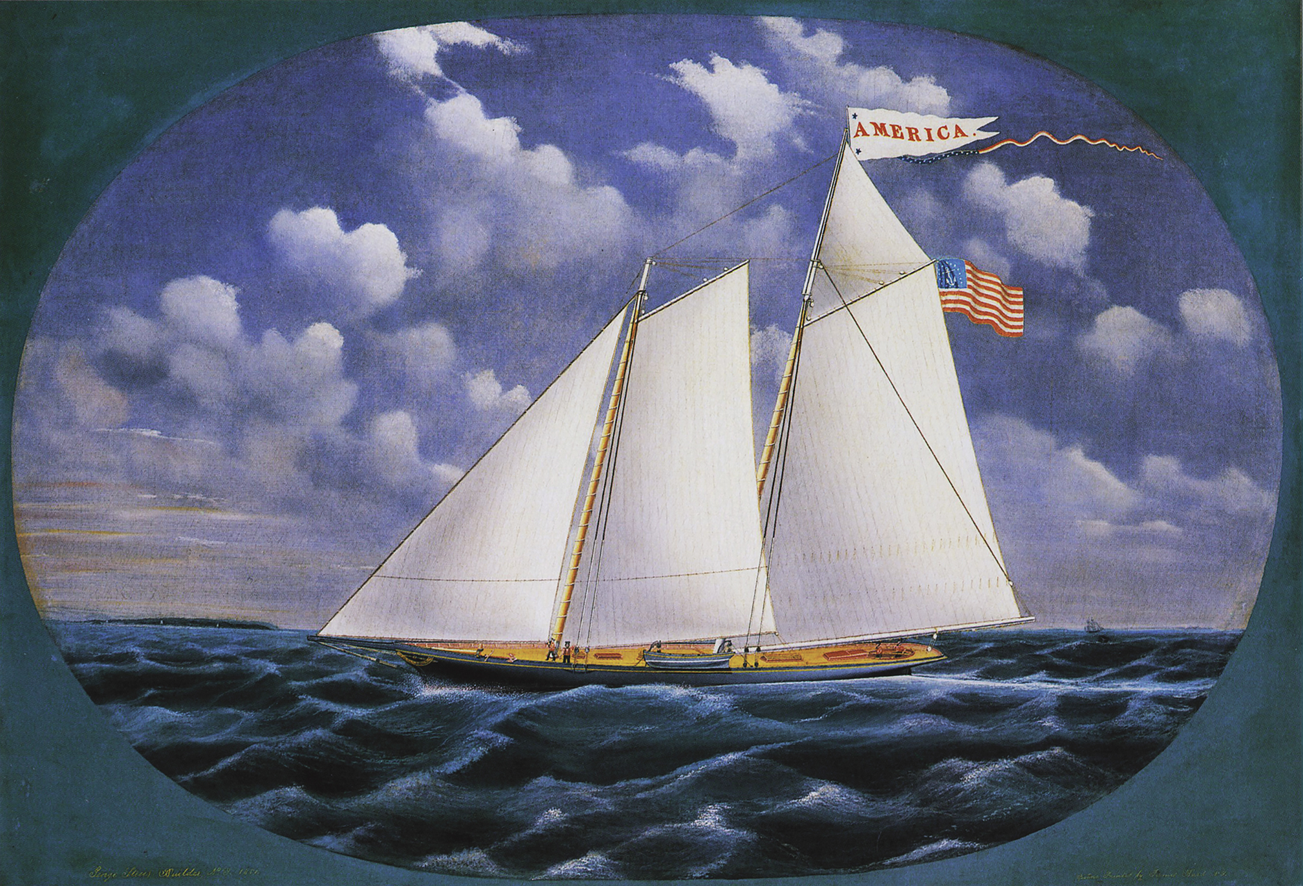Nautical Nautical Print of America Tray with Brass Handl ...