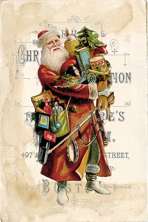 Christmas Christmas Santa with Armful of Toys Framed Print ...