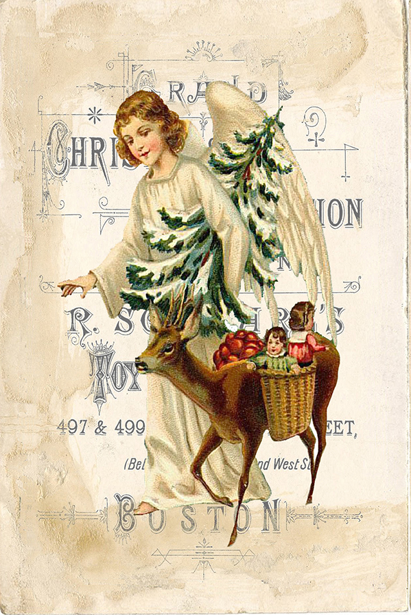 Christmas Christmas Victorian Angel with Christmas Tree an ...