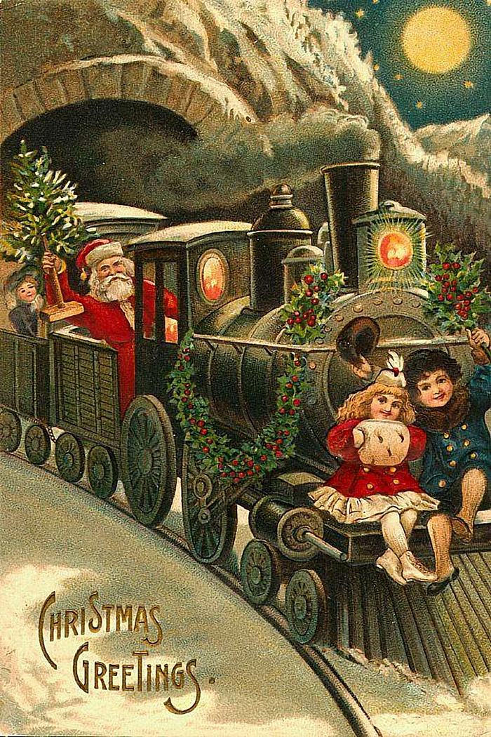 Christmas Decor Children Santa’s Christmas Train Framed V ...