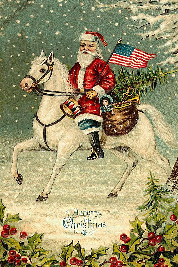 Christmas Decor Christmas Santa Claus with American Flag Victori ...