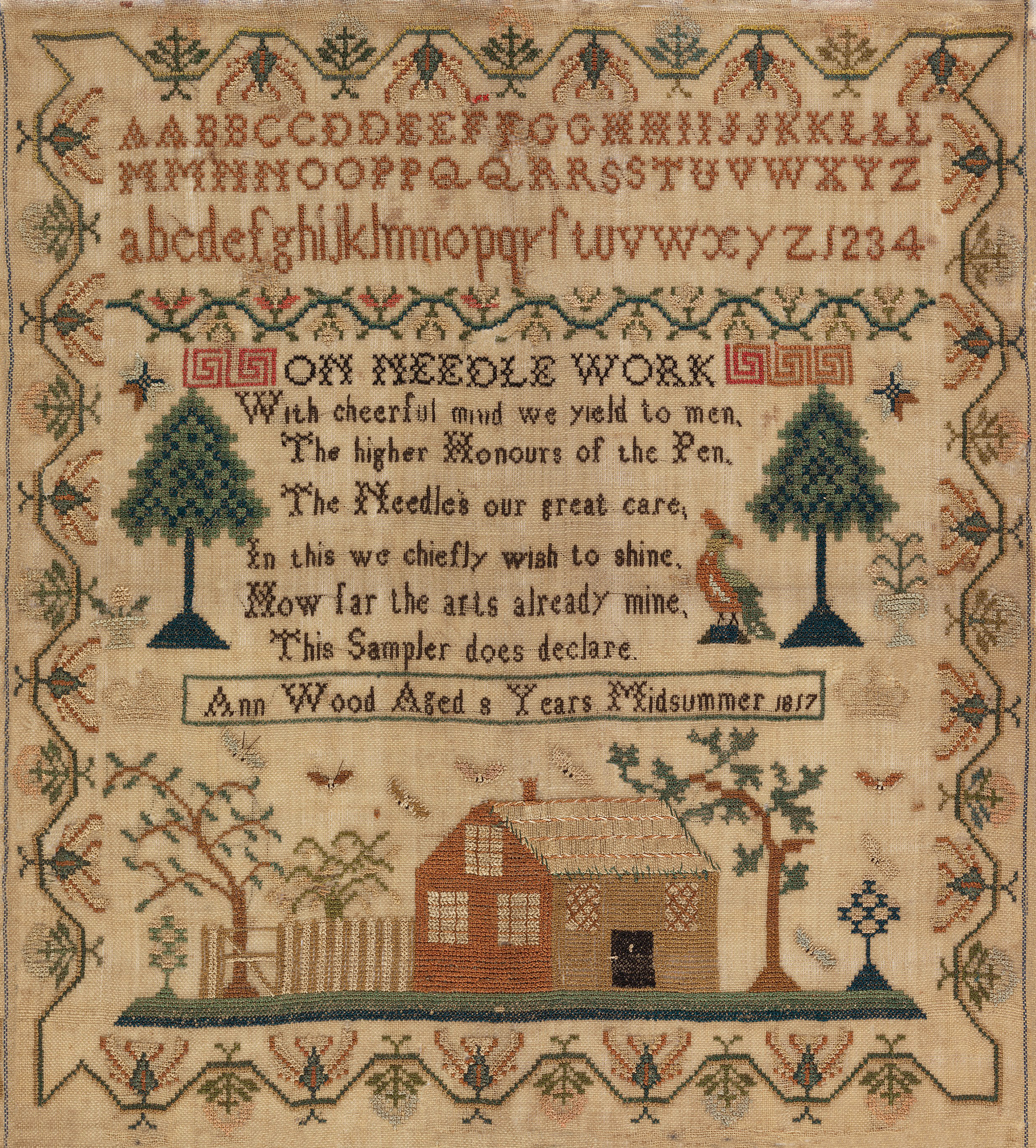 Sampler Prints Early American Ann Wood 1817 Embroidery Needlepoint S ...