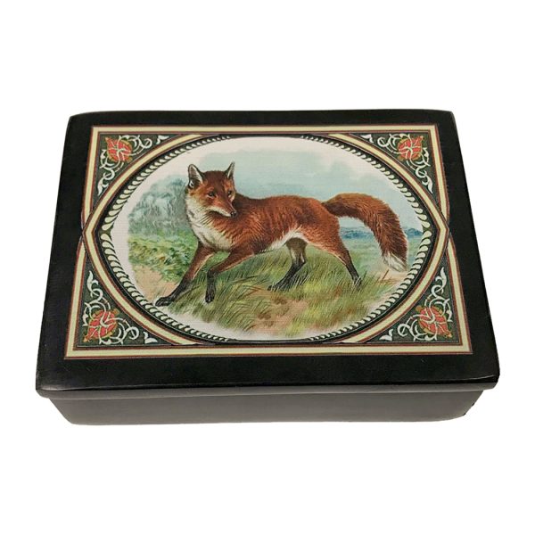 Decorative Boxes Equestrian 4″ Fox Black Soap Stone Decorative Box