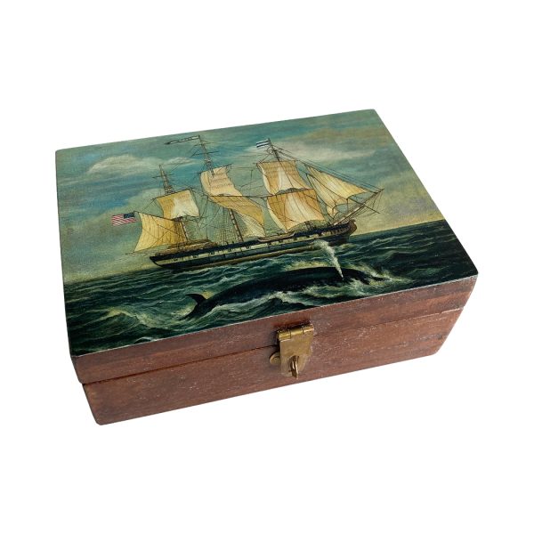 Decorative Boxes Nautical 6-1/2″ American Whaling Ship Decorative Wood Box