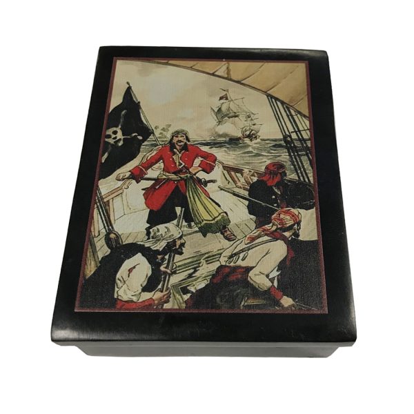 Decorative Boxes Nautical 4″ Black Soap Stone Pirate Ship’s Deck Scene Decorative Box