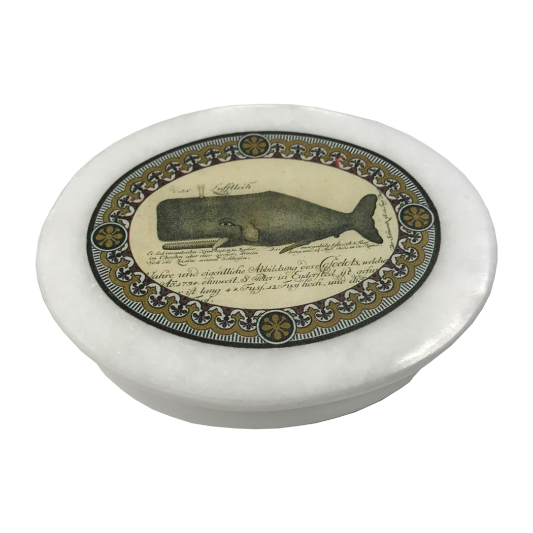 Decorative Boxes Nautical 4″ Sperm Whale White Oval Soap Stone Decorative Box