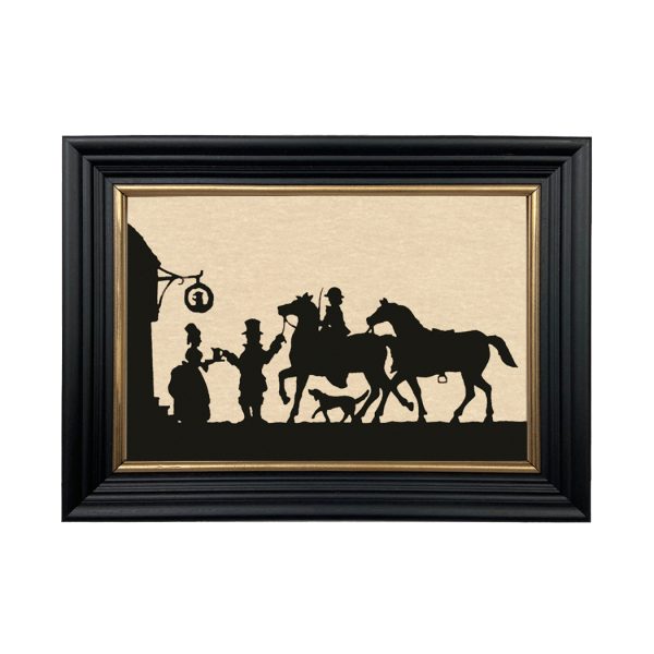 Equestrian/Fox Equestrian Two Hunters at an Inn Paper Cut Silhouette