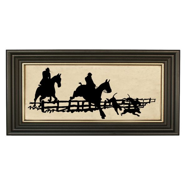 Cabin/Lodge Equestrian Hound Chase Framed Paper Cut Silhouette