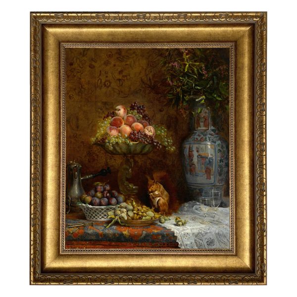 Painting Prints on Canvas Botanical/Zoological Still Life with Fruit and Squirrel