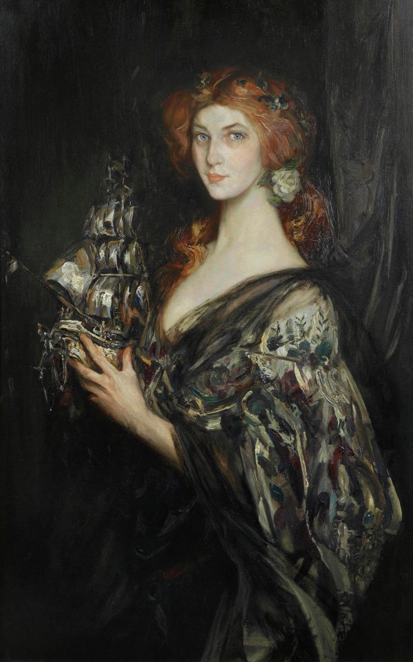 Nautical Moody Woman Holding Ship