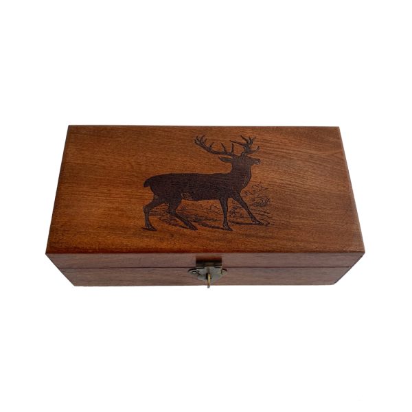 Decorative Boxes Lodge 6″ Stag Engraved Wood Box