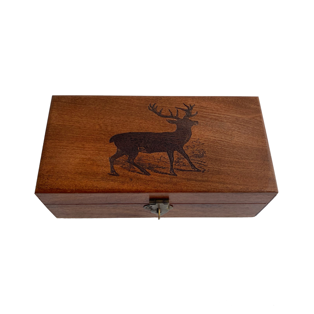 Decorative Boxes Lodge 6″ Stag Engraved Wood Box ...