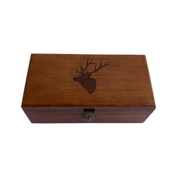 Decorative Boxes Lodge 6″ Stag Head Engraved Wood Box