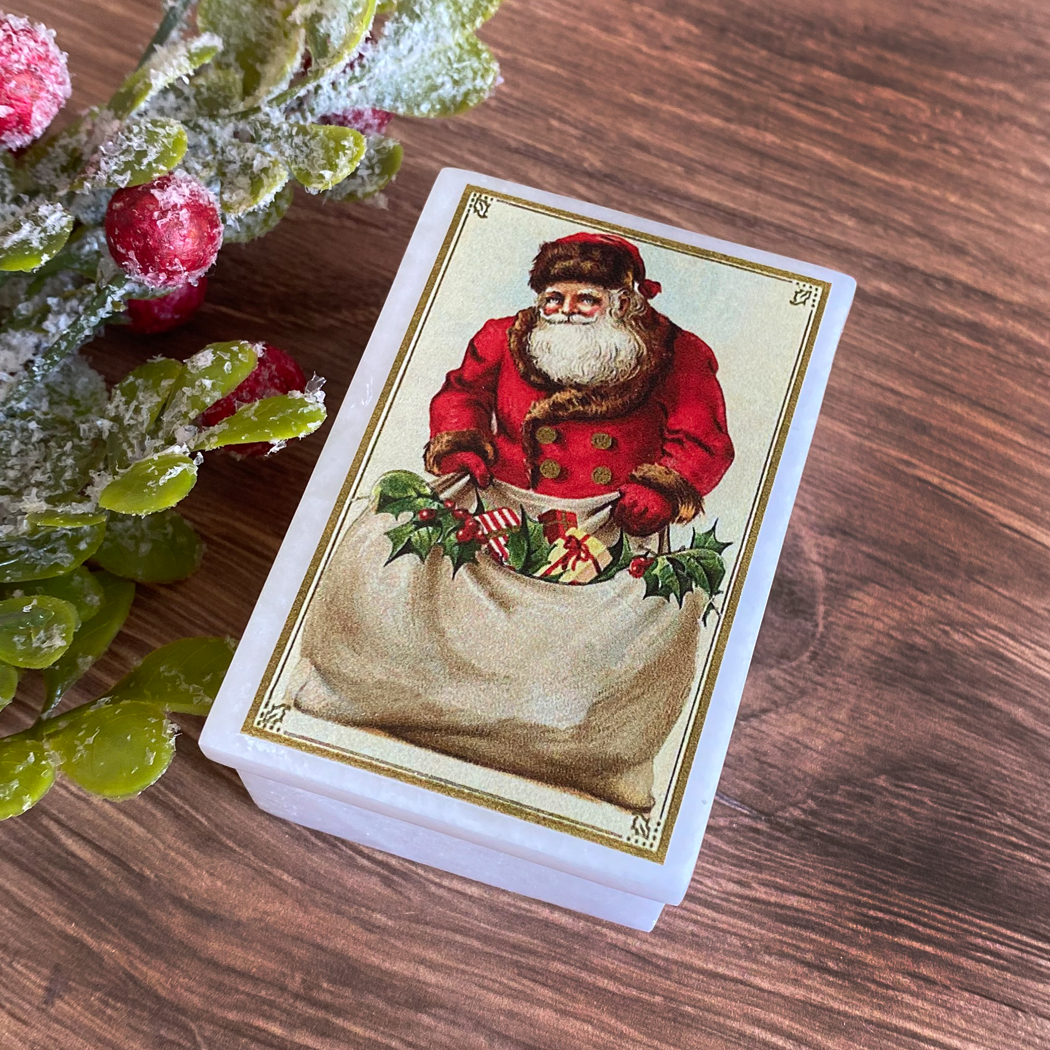 Decorative Boxes Christmas 3″ Victorian Santa with Toy Bag  ...