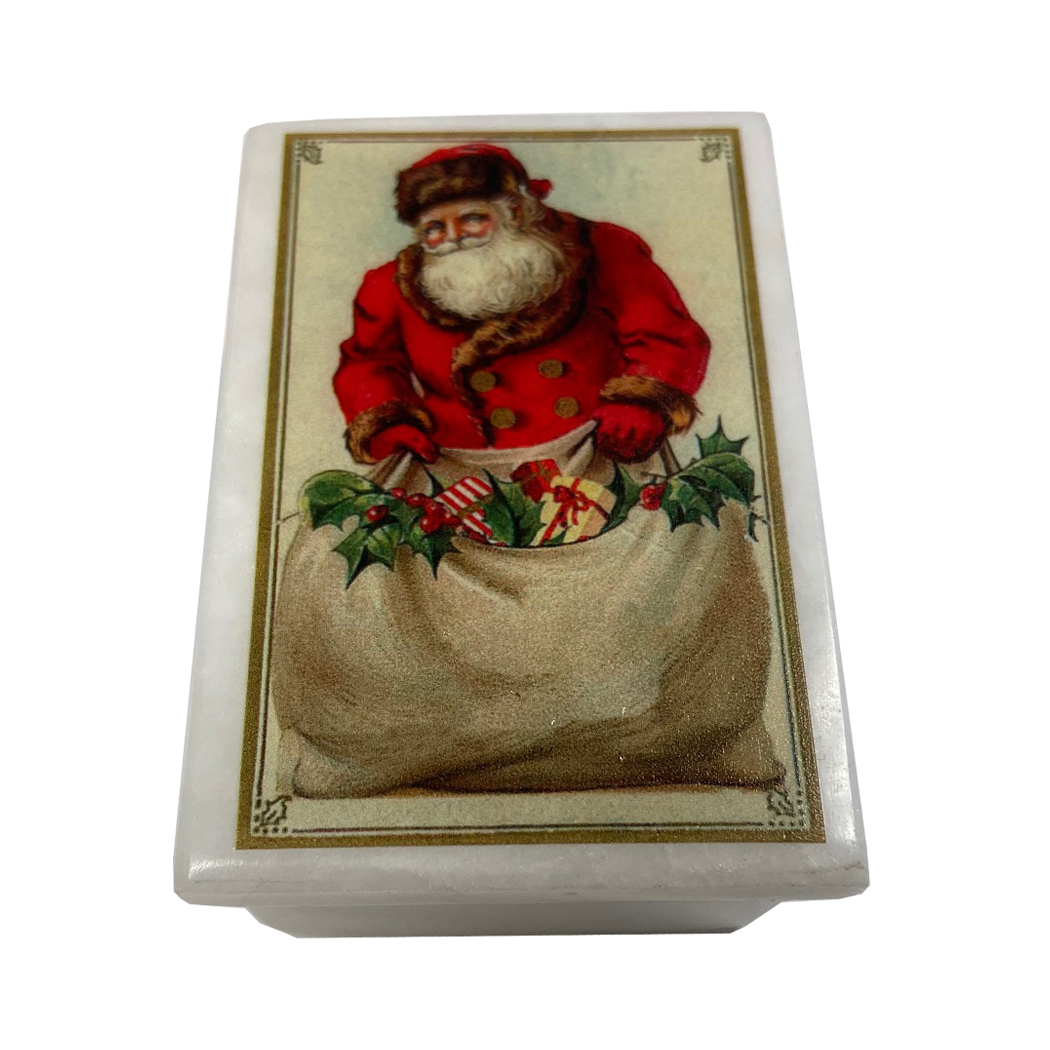 Decorative Boxes Christmas 3″ Victorian Santa with Toy Bag  ...