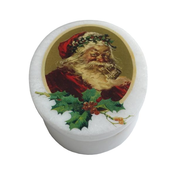 Christmas Decor Christmas 4″ Santa Claus White Oval Soap Stone Decorative Box