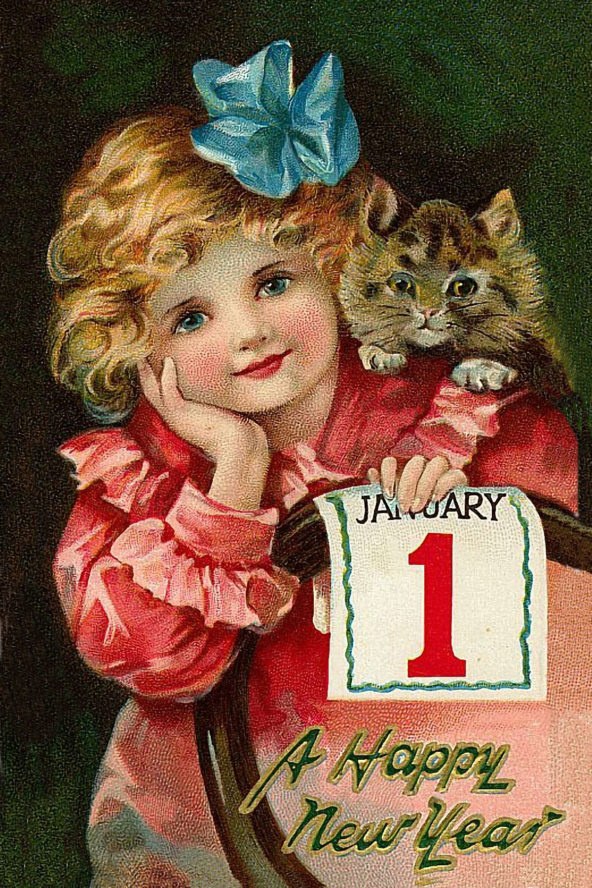 Christmas Decor Christmas Victorian Girl with Kitten New Year&#8 ...