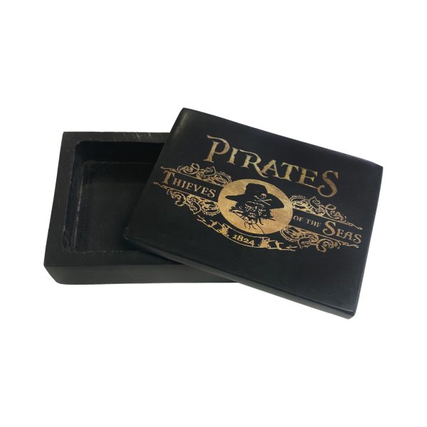 Decorative Boxes Nautical 4″ Pirate Thieves of the Seas Black Solid Soapstone Box