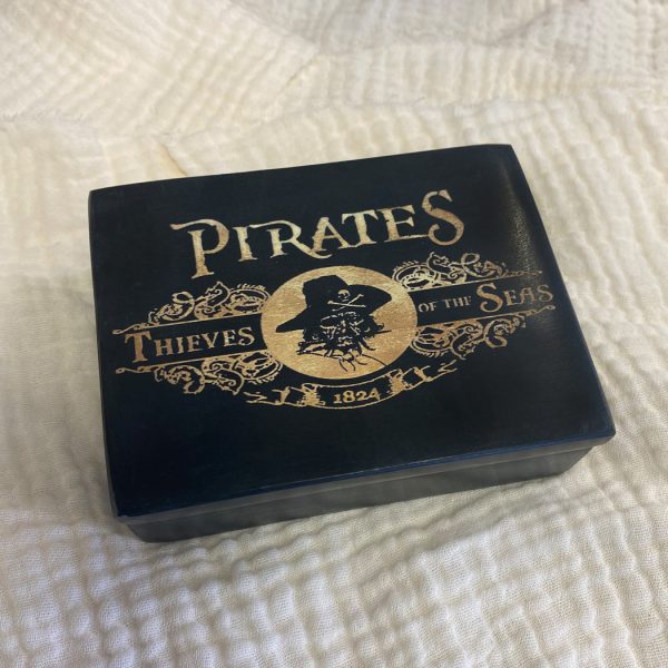 Decorative Boxes Nautical 4″ Pirate Thieves of the Seas Black Solid Soapstone Box