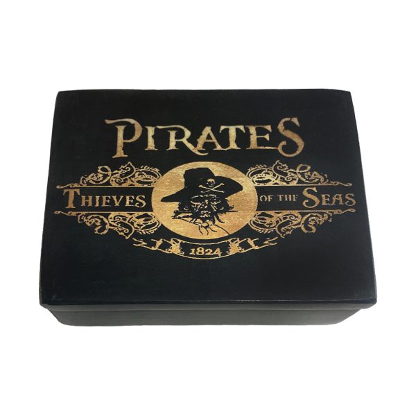 Decorative Boxes Nautical 4″ Pirate Thieves of the Seas Black Solid Soapstone Box