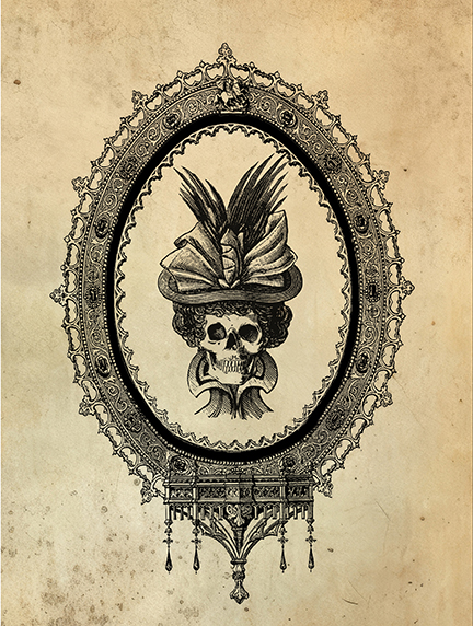 Halloween Dark Academia Skull in Bonnet Gothic Halloween Frame ...